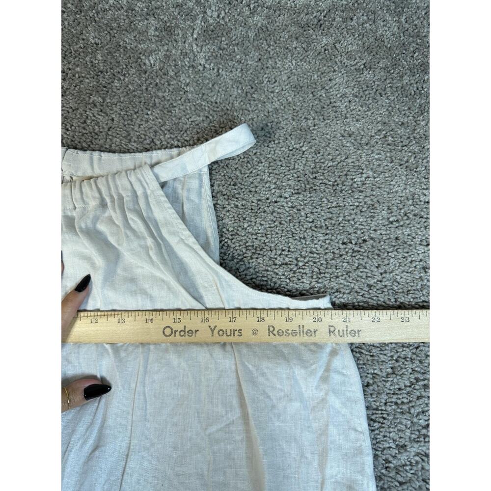 C&C California Dress Womens L Beige Halter Shift Sundress Linen Rayon Keyhole - Picture 5 of 10